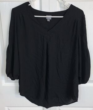 SOHO Blouse Shirt Womens S Black Sheer Classic